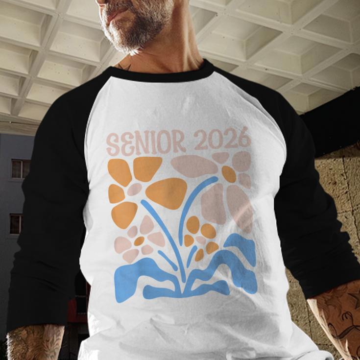 Senior 2026 Retro Groovy Flowers Graduation Baseball Raglan Shirt
