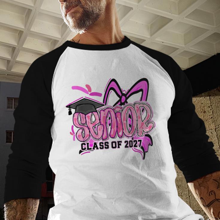 Senior 2027 Class Of 2027 Coquette Girl Pink Graduation 2027 Baseball Raglan Shirt