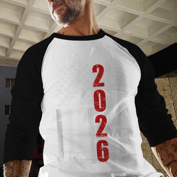 Senior Class Of 2026 Patriotic American USA Flag Graduation Baseball Raglan Shirt