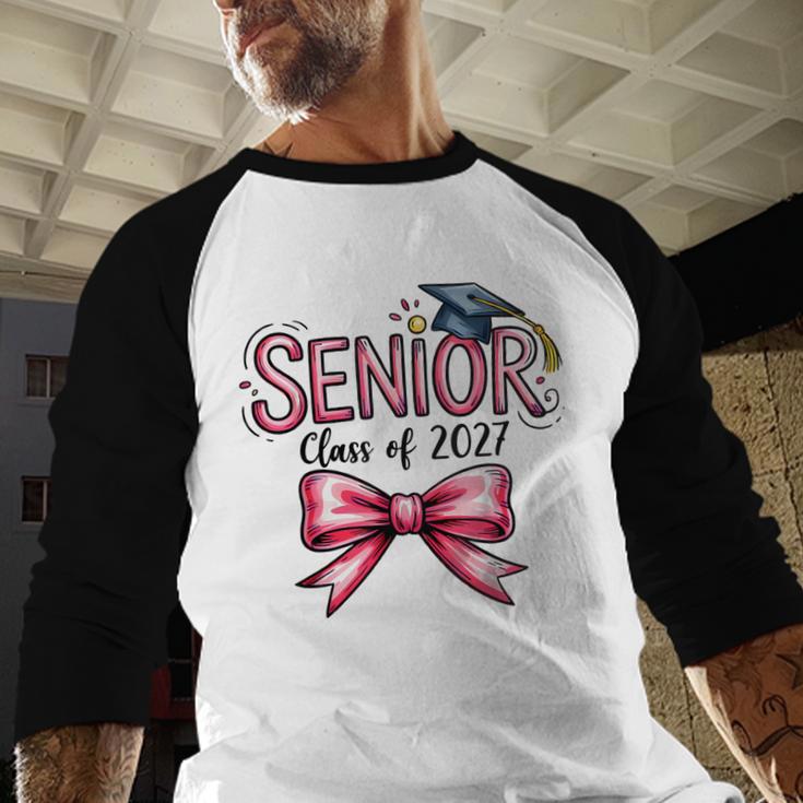 Senior Class Of 2027 Coquette Pink Bow Graduation 2027 Girls Baseball Raglan Shirt