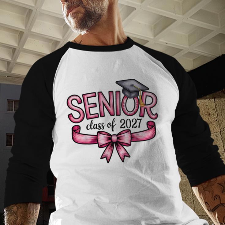 Senior Class Of 2027 Coquette Pink Bow Graduation 2027 Women Baseball Raglan Shirt
