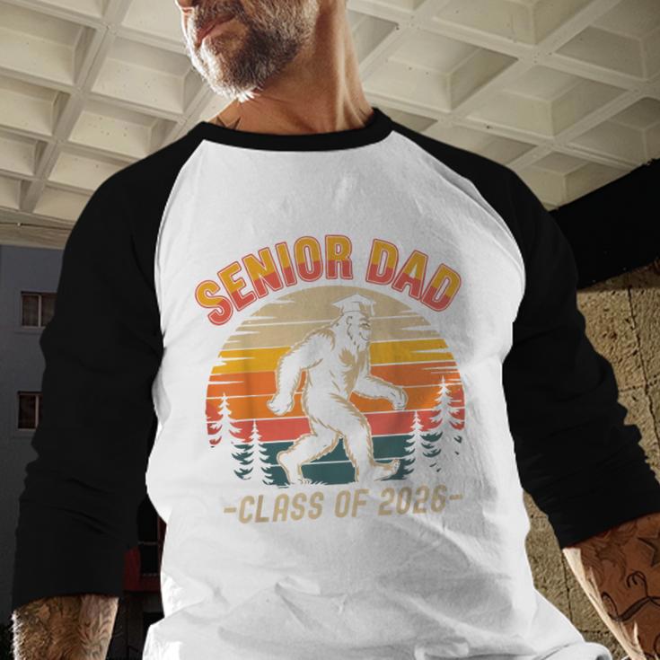 Senior Dad Class Of 2026 Bigfoot Vintage Graduation Baseball Raglan Shirt