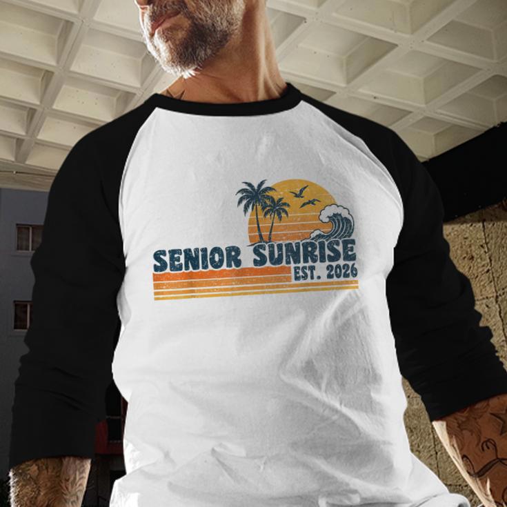 Senior Sunrise 2026 Graduation Cool Retro High School Baseball Raglan Shirt