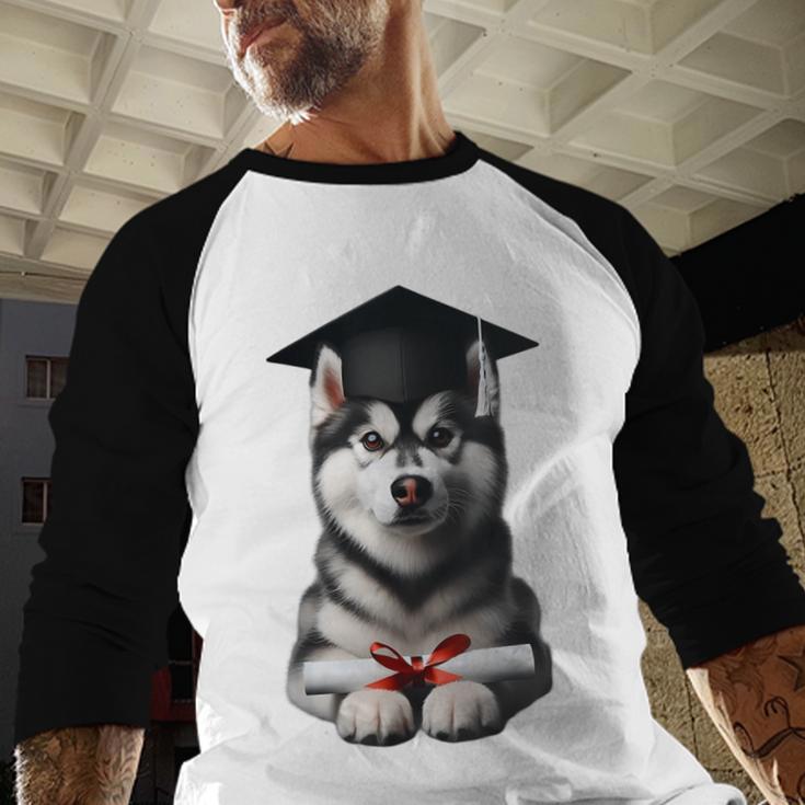 Siberian Husky Dog Graduation Cap Training School Graduate Men Women Kids Baseball Raglan Shirt