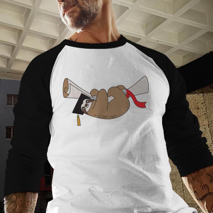 Sloth Graduation Shirt Cute Animal Diploma Grad Baseball Raglan Shirt