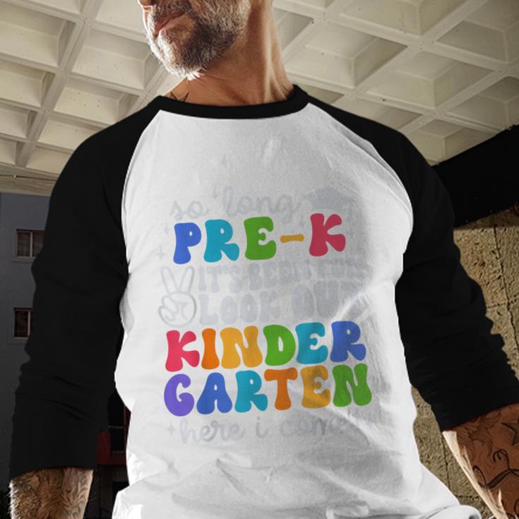 So Long Pre K Graduation Kindergarten Here I Come Kids 2024 Baseball Raglan Shirt