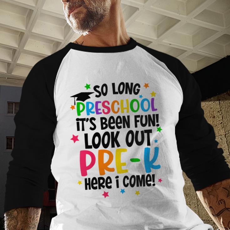 So Long Preschool Pre-K Here I Come Graduation Baseball Raglan Shirt