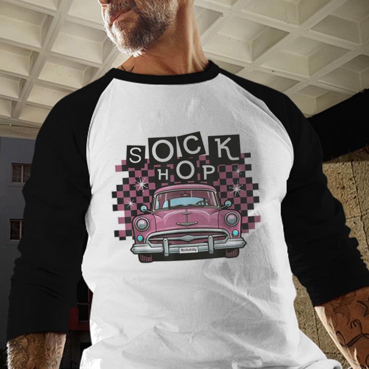Sock Hop 50s Classic Car Nostalgia 1950s Greaser Baseball Raglan Shirt