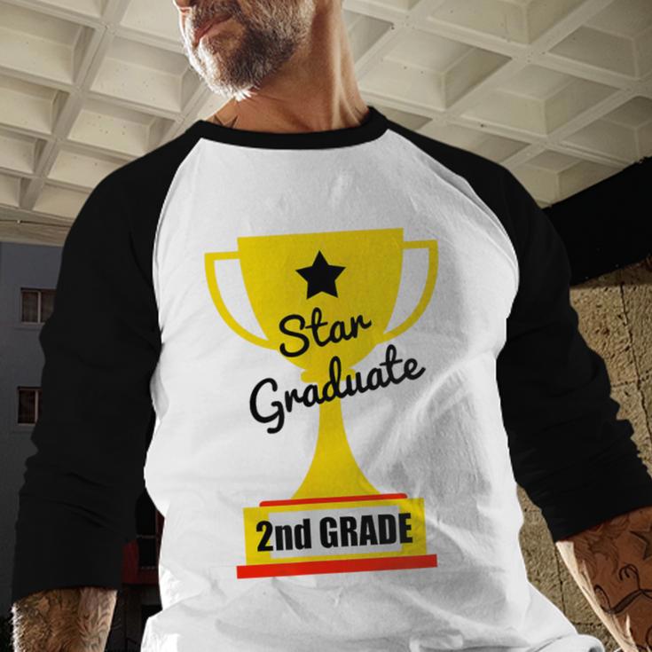 Star Graduate Second Grade Graduation Trophy Cup Baseball Raglan Shirt
