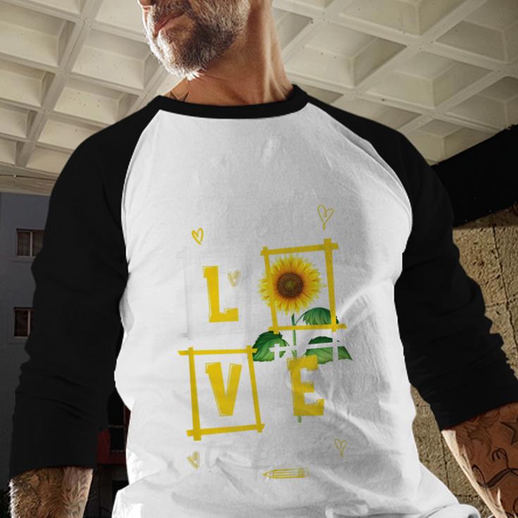 Sunflower Teach Love Inspire Cool Graduation Teacher School Baseball Raglan Shirt
