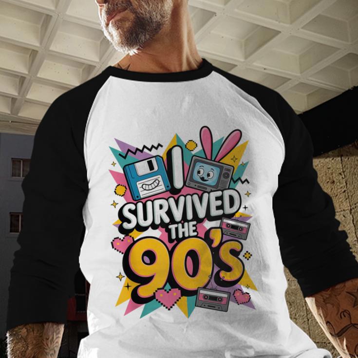 I Survived The 90s – Cute Retro Cartoon Nostalgia Baseball Raglan Shirt