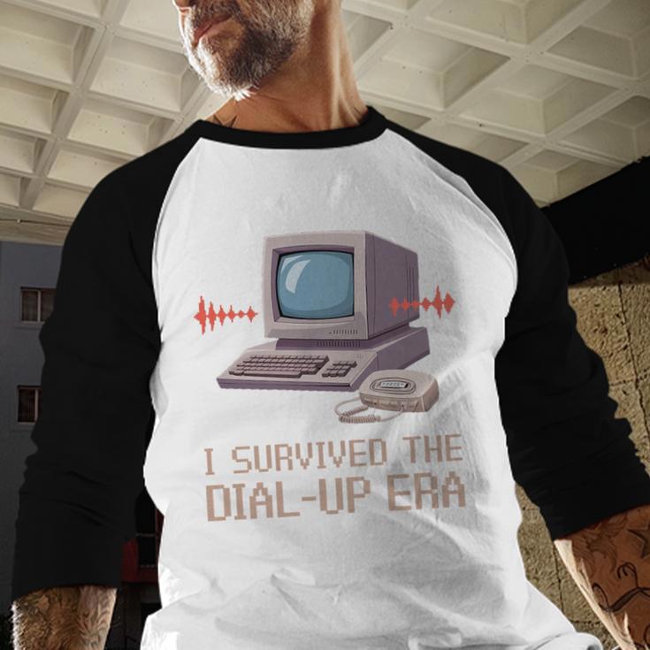 I Survived The Dial-Up Era Retro 90s Nostalgia Premium Tri-Blend Baseball Raglan Shirt I Survived The Dial-Up Era Retro 90s Nostalgia Premium Tri-Blend Baseball Raglan Shirt