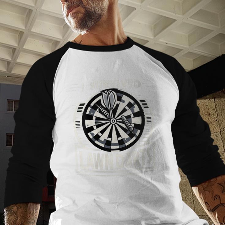 I Survived Lawn Darts Classic Yard Nostalgia Game Fun Baseball Raglan Shirt I Survived Lawn Darts Classic Yard Nostalgia Game Fun Baseball Raglan Shirt
