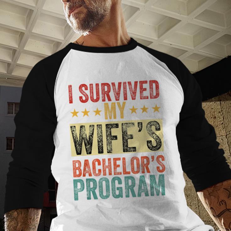 i Survived My Wife Bachelor's Degree Wife Graduation Baseball Raglan Shirt