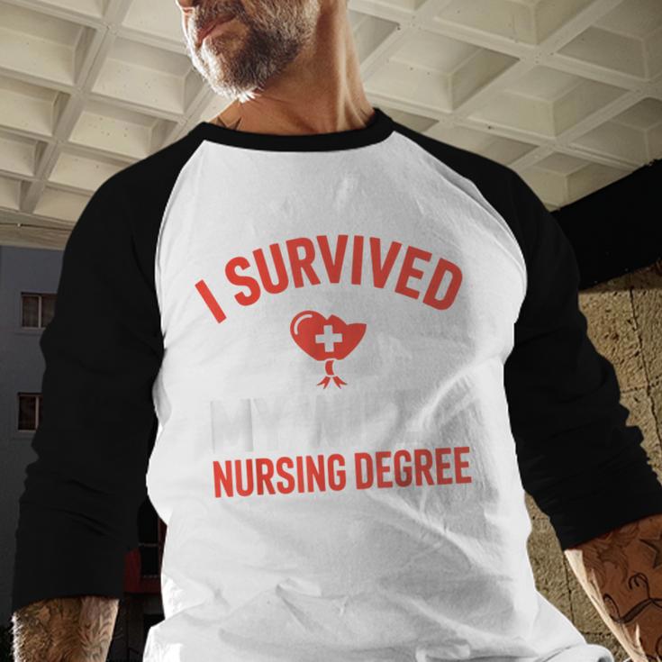 I Survived My Wife's Nursing Degree Rn Graduation Nurse Baseball Raglan Shirt