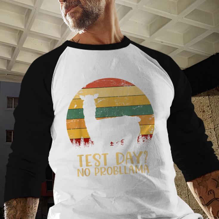 Test Day No Probllama Silhouette Teacher Student Graduation Baseball Raglan Shirt