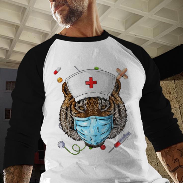 Tiger Nurse RN ER Nursing School Graduation Baseball Raglan Shirt