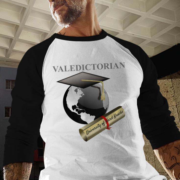 Valedictorian University Of Hard Knocks Graduation Tshirt Baseball Raglan Shirt