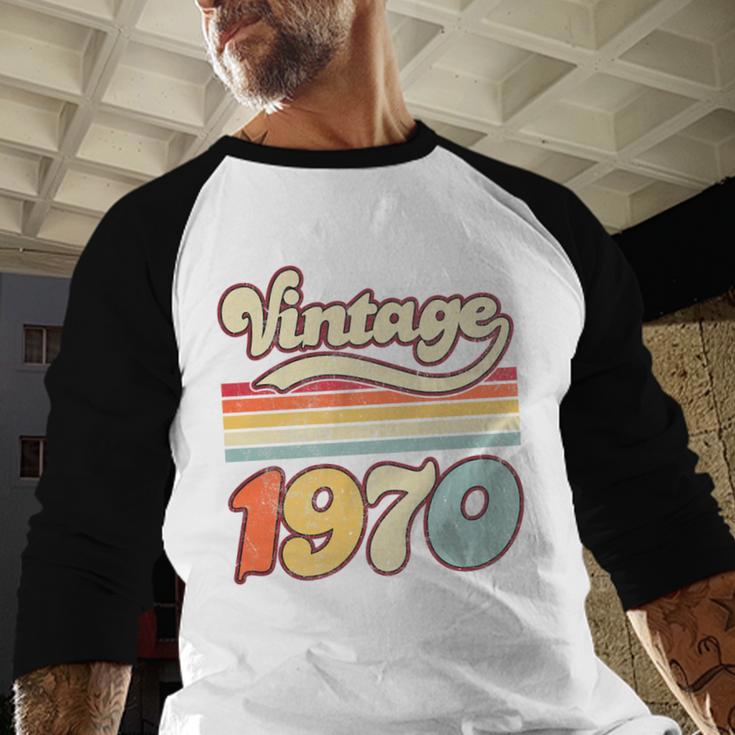 Vintage 1970 Birthday Retro Style 70's Born Nostalgia Outfit Premium Tri-Blend Baseball Raglan Shirt