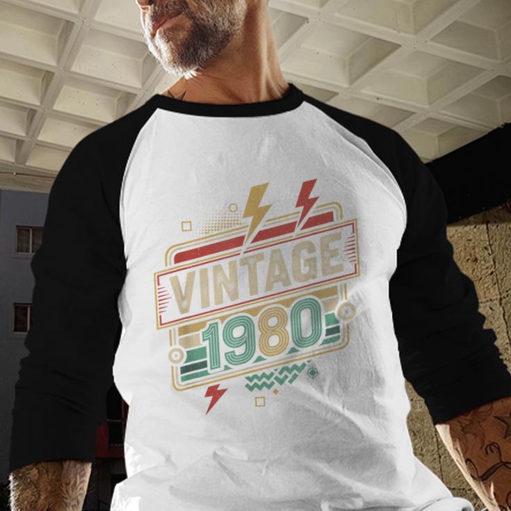 Vintage 1980 Retro Badge Decade Nostalgia Graphic Emblem Baseball Raglan Shirt Vintage 1980 Retro Badge Decade Nostalgia Graphic Emblem Baseball Raglan Shirt