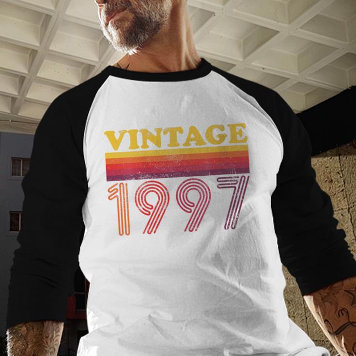 Vintage 1997 Retro Style 90's Born Nostalgia Vibes Birthday Baseball Raglan Shirt