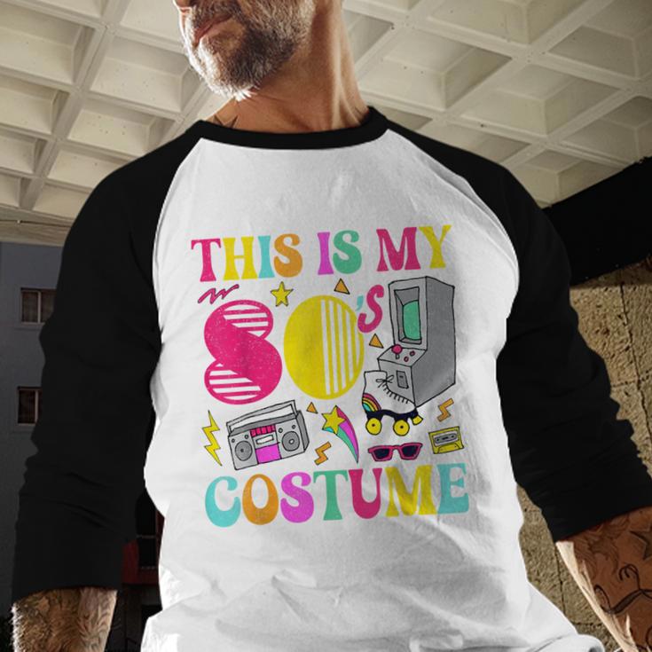 Vintage 80s Vibes Costume Nostalgia 1980s Fashion Cassette Baseball Raglan Shirt