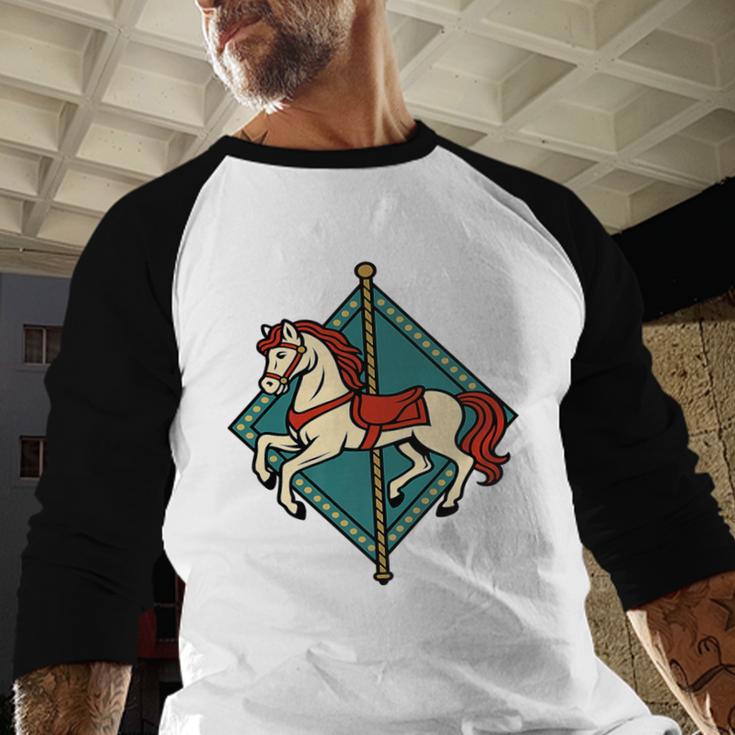 Vintage Carousel Horse Merry Go Round Nostalgia Art Premium Baseball Raglan Shirt