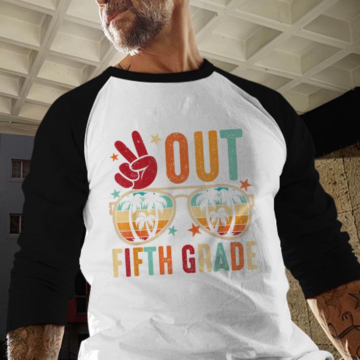 Vintage Peace Out 5th Grade Graduation Last Day Of School Baseball Raglan Shirt
