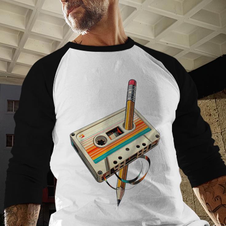 Vintage Pencil Rewind Cassette Tape Nostalgia Party 80s 90s Baseball Raglan Shirt Vintage Pencil Rewind Cassette Tape Nostalgia Party 80s 90s Baseball Raglan Shirt