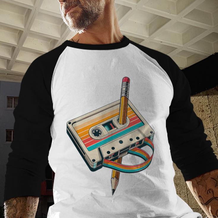 Vintage Pencil Rewind Cassette Tape Nostalgia Party 80s 90s Baseball Raglan Shirt Vintage Pencil Rewind Cassette Tape Nostalgia Party 80s 90s Baseball Raglan Shirt