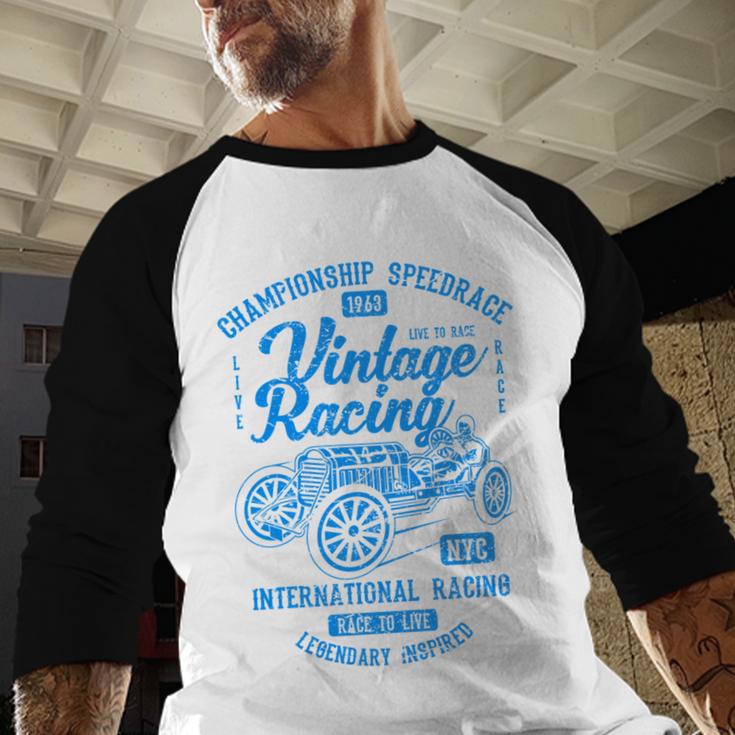 Vintage Racing Automotive Nostalgia Distressed Car Baseball Raglan Shirt
