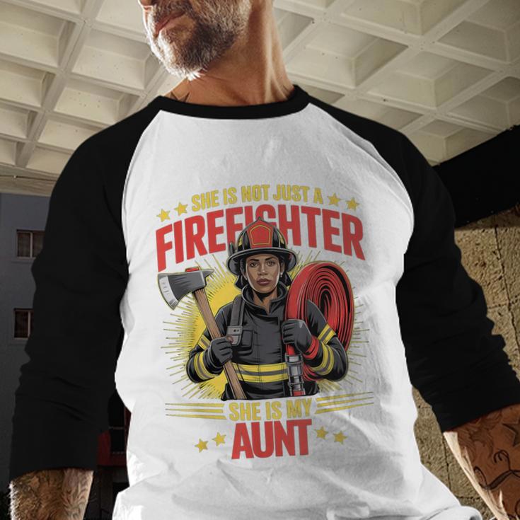 Woman Firefighter Aunt TiTi Auntie Black Graduation Baseball Raglan Shirt