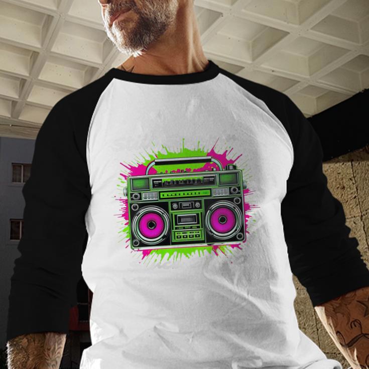 Y2K Home DJ Quarantine Nostalgia Boombox Party Baseball Raglan Shirt Y2K Home DJ Quarantine Nostalgia Boombox Party Baseball Raglan Shirt