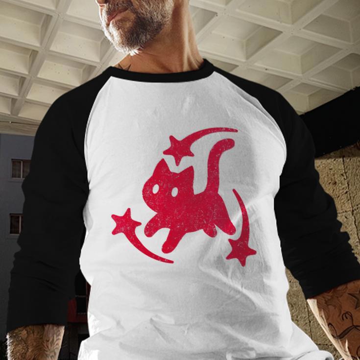 Yk2 Grunge Scary Cat With Shooting Stars 90s Nostalgia Baseball Raglan Shirt