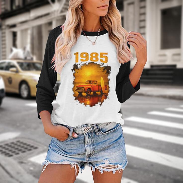 1985 Vintage Sunset Surf Truck Retro Beach Nostalgia Baseball Raglan Shirt