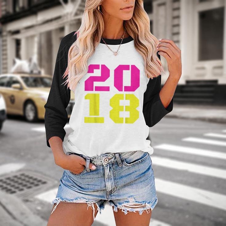 2018 Big Neon Numbers For The New Year Or Graduation Baseball Raglan Shirt
