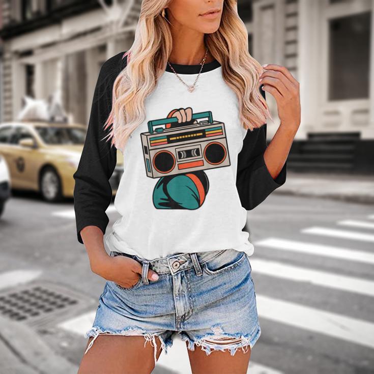 80s 90s Retro Party Costume Nostalgia Boombox Music Hip Hop Baseball Raglan Shirt