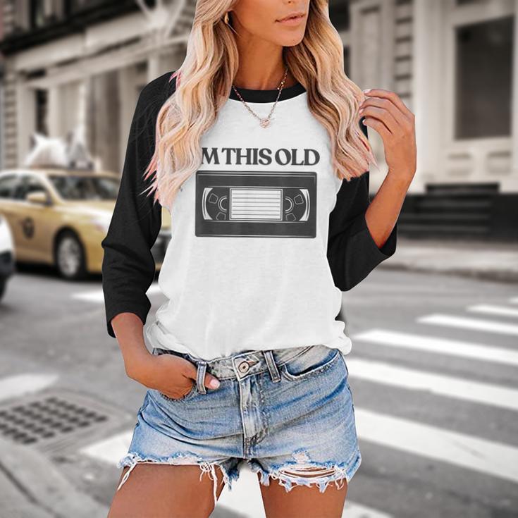 80s VHS Video Cassette Nostalgia Baseball Raglan Shirt