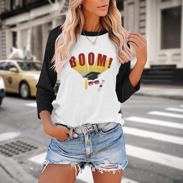 Boom Graduation Hat And Diploma For Proud Graduate Baseball Raglan Shirt