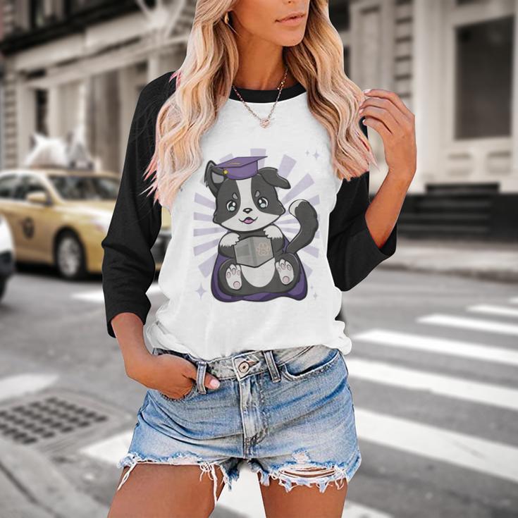 Border Collie Dog Lover Cute Anime School Graduation Men Women Kids Baseball Raglan Shirt