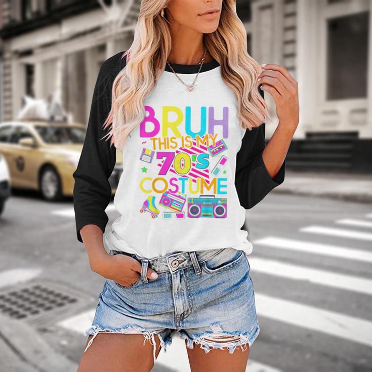 Bruh This Is My 70's Costume Nostalgia Mixtape 1970s Party Baseball Raglan Shirt
