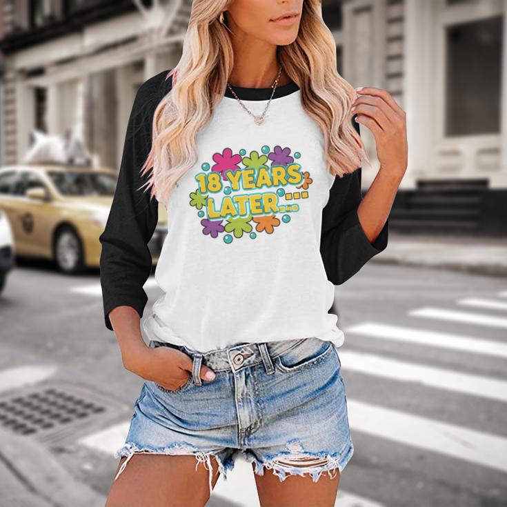 Cartoons Retro 18 Years Later Groovy Pop Art Nostalgia Baseball Raglan Shirt