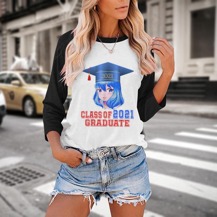 Class Of 2021 Graduate Kawaii Anime Girl School Graduation Baseball Raglan Shirt