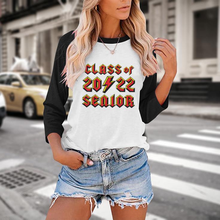 Class 2022 Senior 80s 90s Rock Retro Vintage Graduation Baseball Raglan Shirt