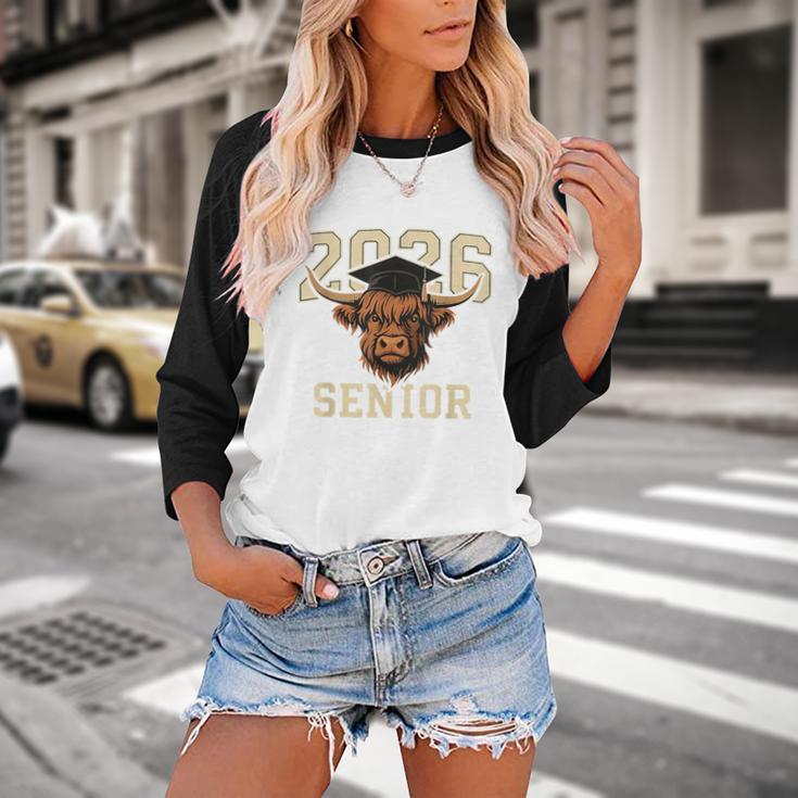 Class Of 2026 Highland Cow Senior Graduation School Pride Baseball Raglan Shirt