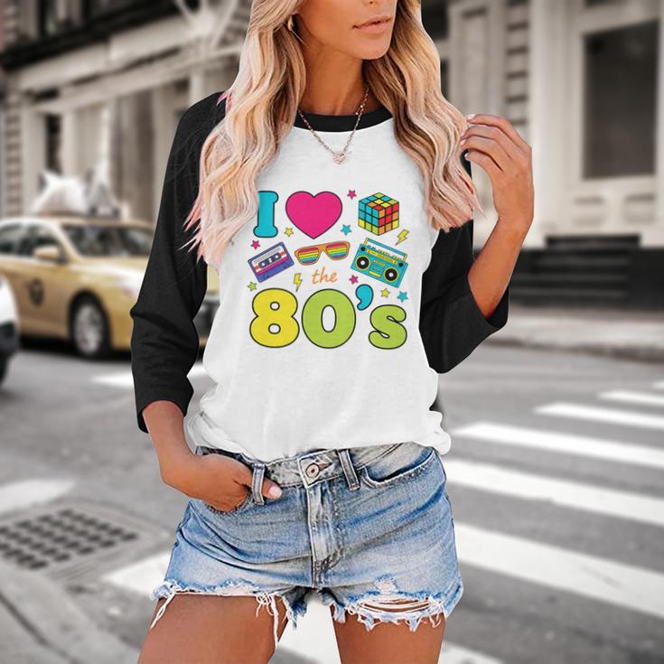 Dad I Love The 80's Retro 80s Nostalgia For Dad Premium Tri-Blend Baseball Raglan Shirt