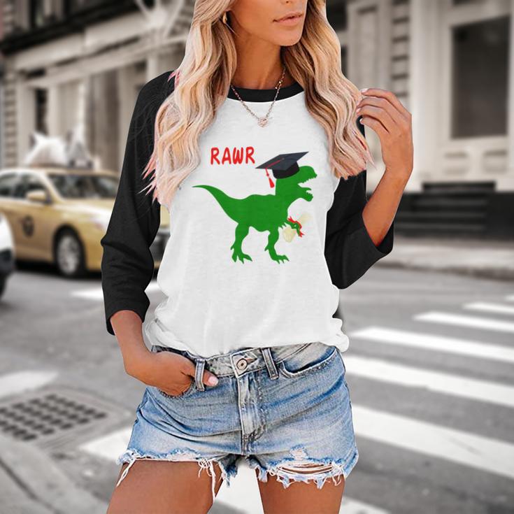 Dinosaur Rawr Diploma Graduate Graduation Baseball Raglan Shirt