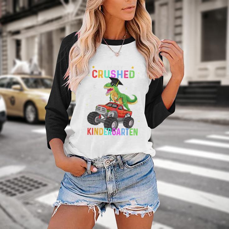 I Easily Crushed Kindergarten Graduation 2022 Truck Dinosaur Baseball Raglan Shirt