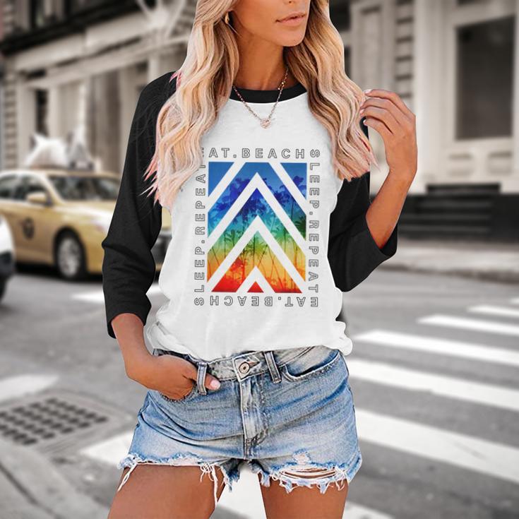 Eat Beach Sleep Repeat Summer Vacation Graduation Tees Men Women Kids Baseball Raglan Shirt