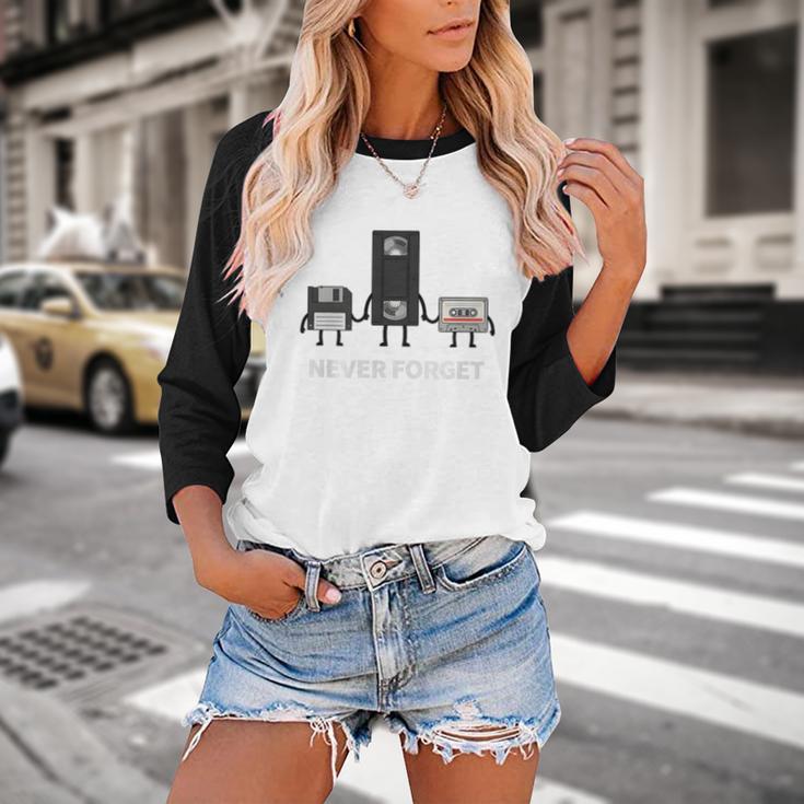 Never Forget Retro Nostalgia Tapes Throwback 80s Premium Tri-Blend Baseball Raglan Shirt